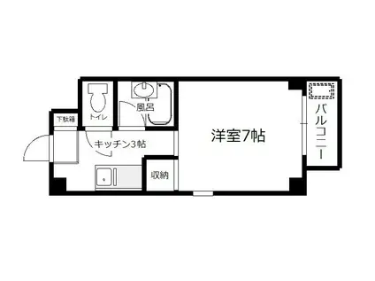 ペシュール観音(1K/2階)の間取り写真