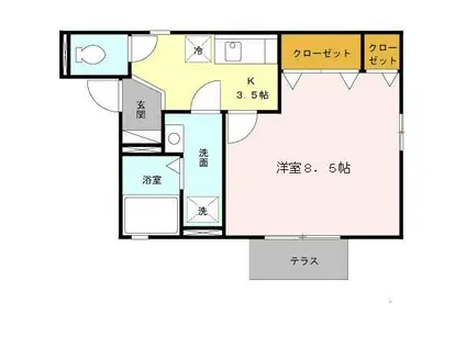 サニーハウス法善寺(1K/1階)の間取り写真