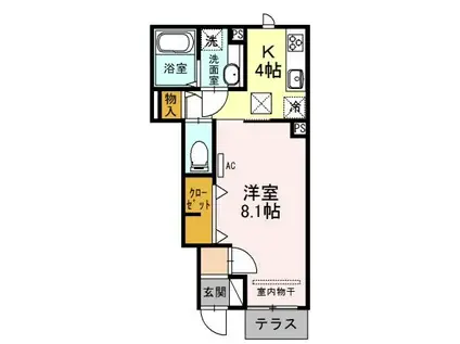 セジュールY(1K/1階)の間取り写真