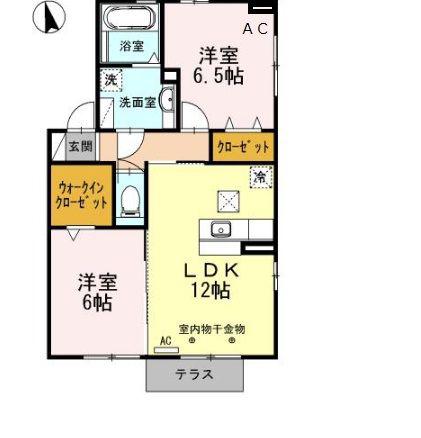 パインフラット(2LDK/1階)の間取り写真