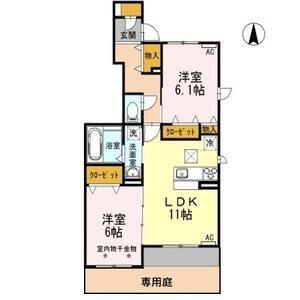 アンプティシャトン(2LDK/1階)の間取り写真