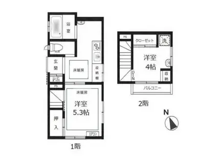 カーサ・S(2K/1階)の間取り写真