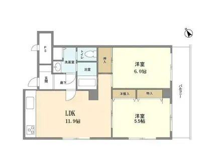 エイペックス上池台(2LDK/3階)の間取り写真