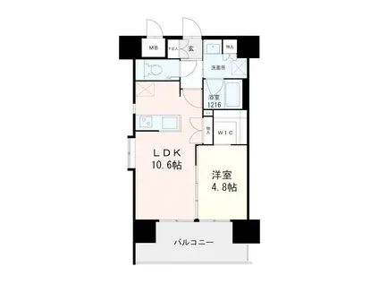 パークスクエア比恵(1LDK/10階)の間取り写真