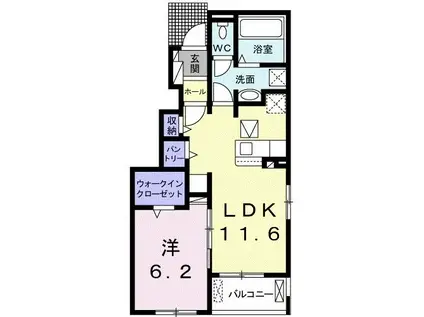 ポルトシャルムII(1LDK/1階)の間取り写真
