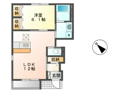 ロイス南茨木(ワンルーム/1階)の間取り写真