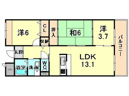 クレストコート白金高輪(1LDK/4階)の間取り写真