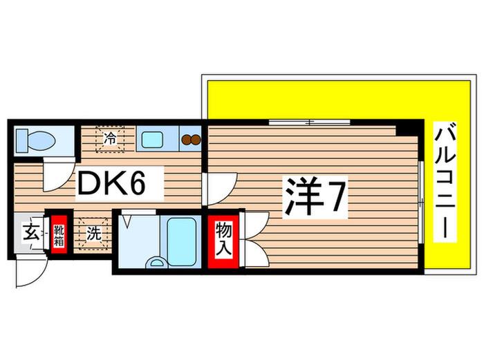 フルリール沖西(1K/5階)の間取り写真