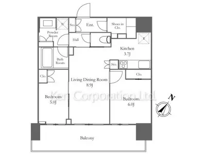 HARUMI FLAG PORT VILLAGE(2LDK/3階)の間取り写真
