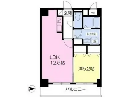 ローゼンハイム新大江(1LDK/4階)の間取り写真