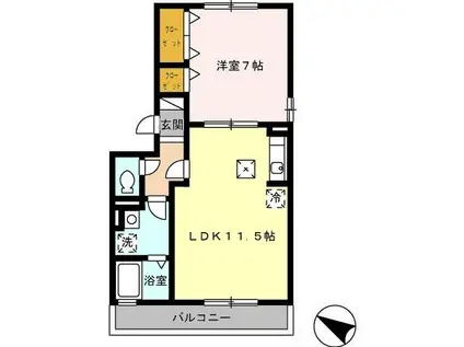 マウンテンクレスト秋津(1LDK/1階)の間取り写真