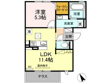 ブルーム(1LDK/2階)の間取り写真
