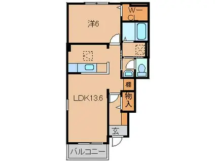 ベルモント スクエア(1LDK/1階)の間取り写真