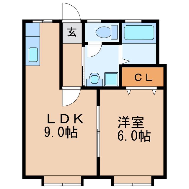 橦木ビル(1LDK/3階)の間取り写真
