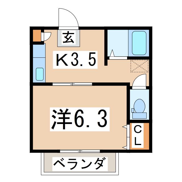 ドミトリー芳賀A棟(1K/1階)の間取り写真