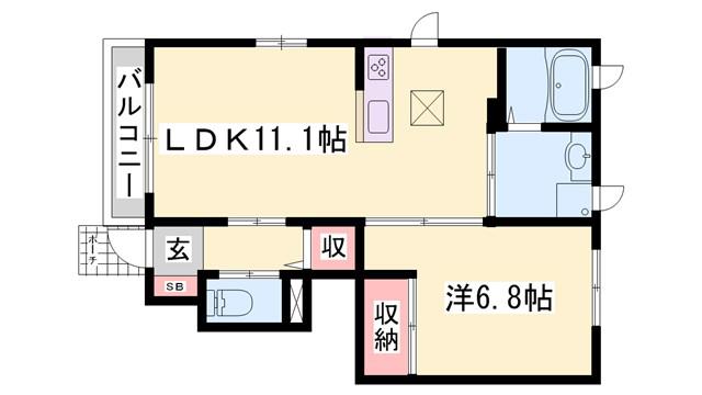 シャーメゾンフルール(1LDK/1階)の間取り写真
