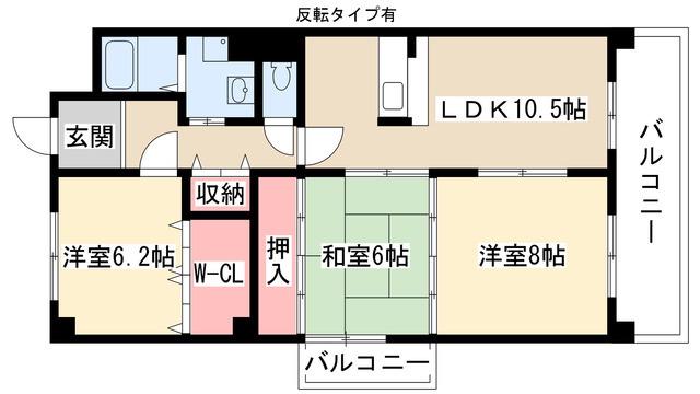OS・SKYパークサイドヴィラ白山(3LDK/4階)の間取り写真