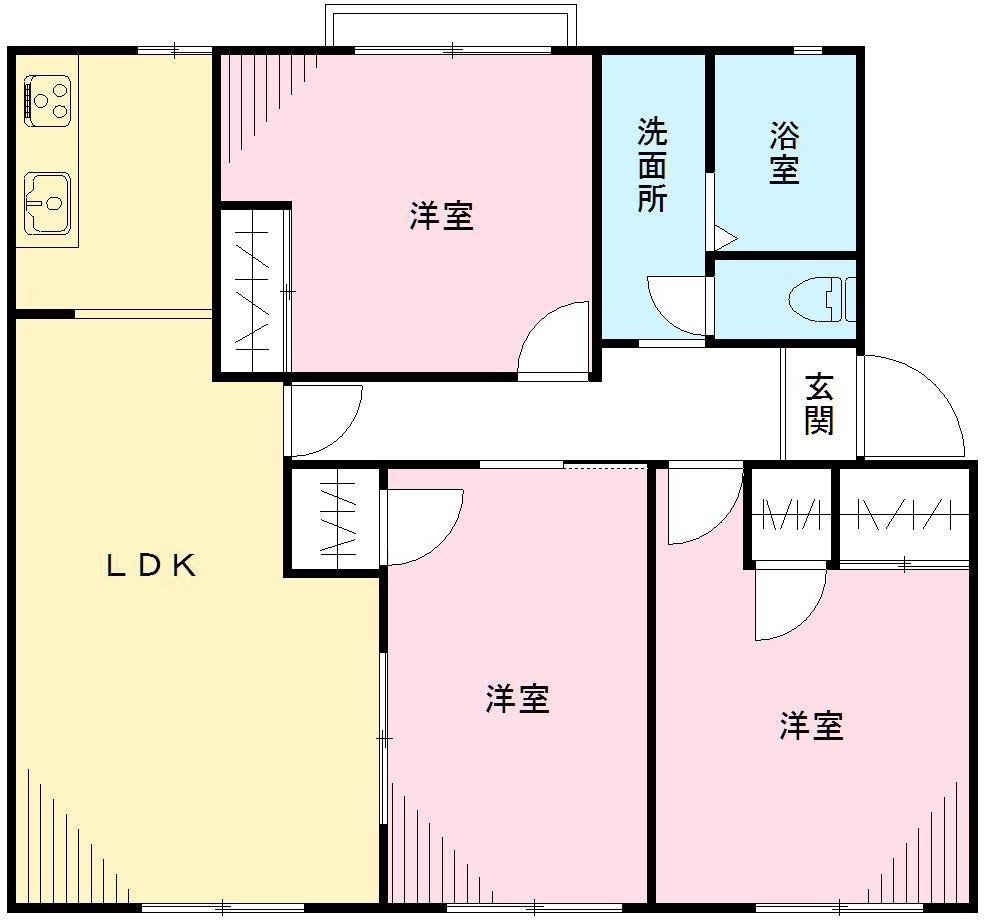 フレグランス井野(3LDK/1階)の間取り写真
