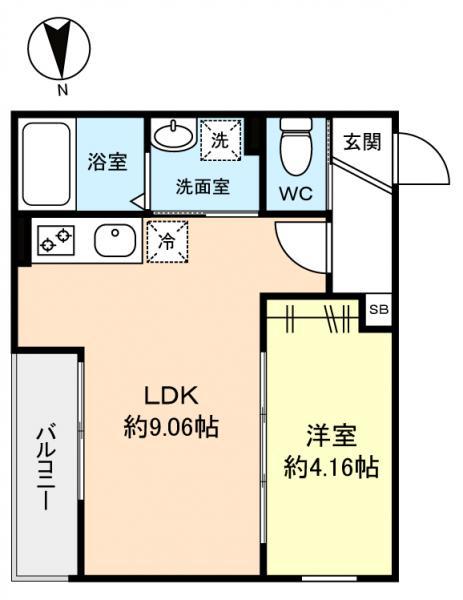 GRADUS八千代中央III(1LDK/2階)の間取り写真