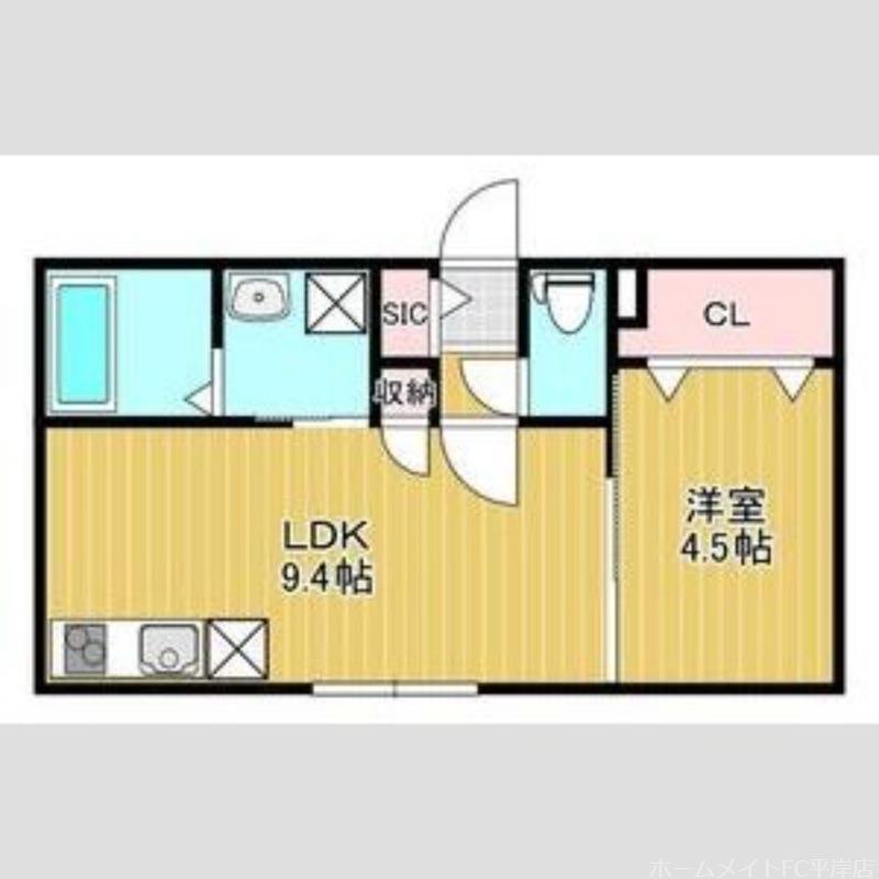 THE RESIDENCE 南平岸(1LDK/1階)の間取り写真