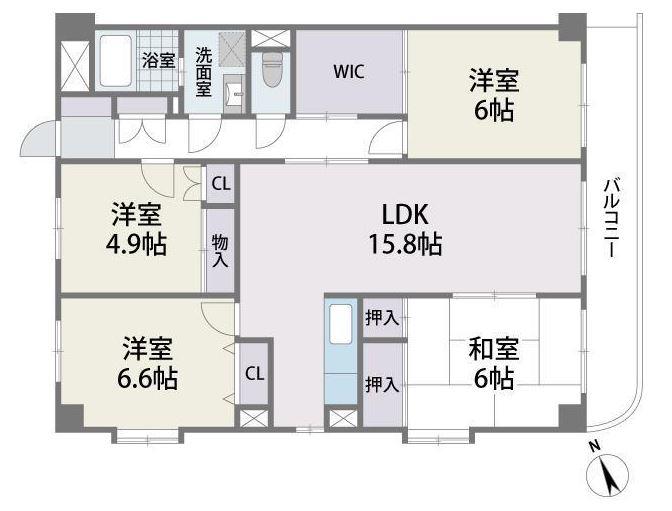 サンライズ長丘(4LDK/2階)の間取り写真
