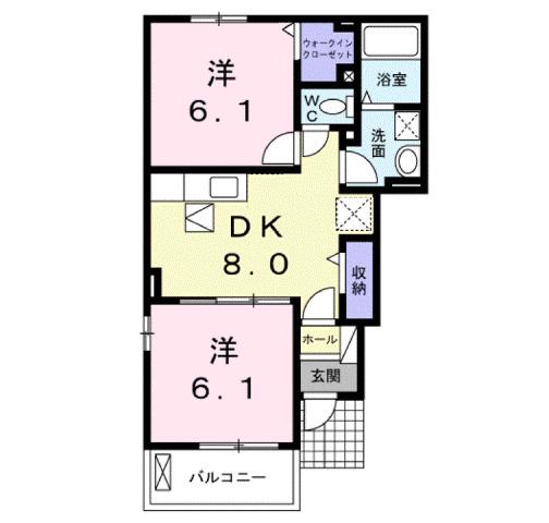 グランディール(2DK/1階)の間取り写真