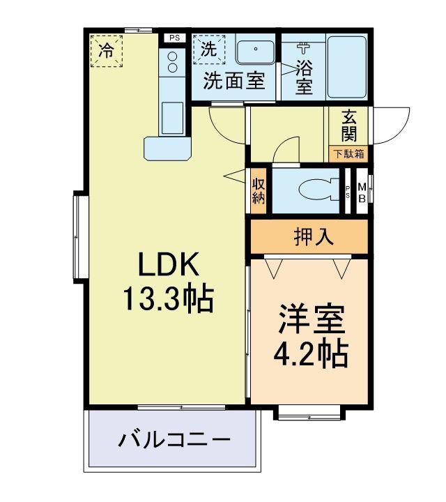 クラランス渡鹿II(1LDK/2階)の間取り写真