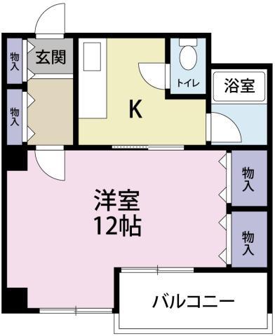 VISTA GRANDE 徳島駅前(1K/6階)の間取り写真