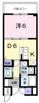 パールヒルズ入江町(1DK/6階)の間取り写真