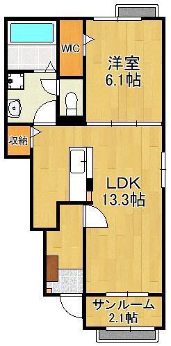 マイライフ直方III(1LDK/1階)の間取り写真