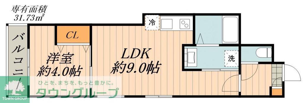 CHERIM庄内通ウエスト(1LDK/3階)の間取り写真