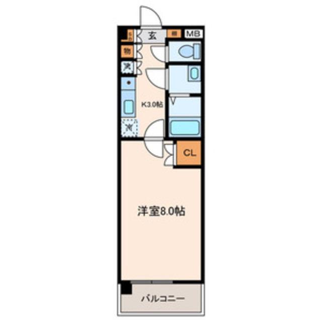 パルクサイド(1K/3階)の間取り写真