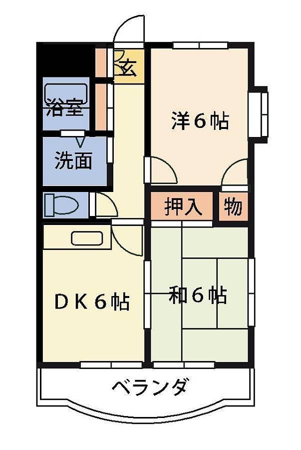 アムフルス2号館(2DK/3階)の間取り写真