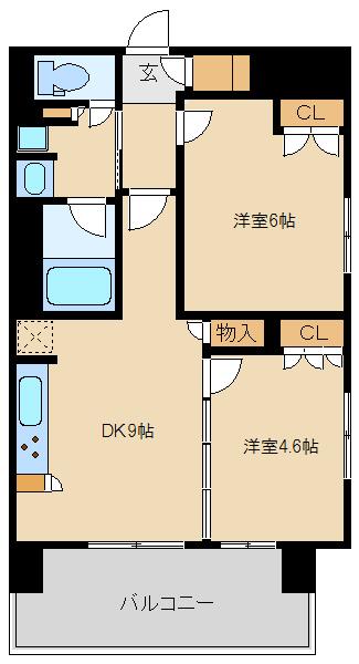 BLESS宮崎台(2DK/14階)の間取り写真