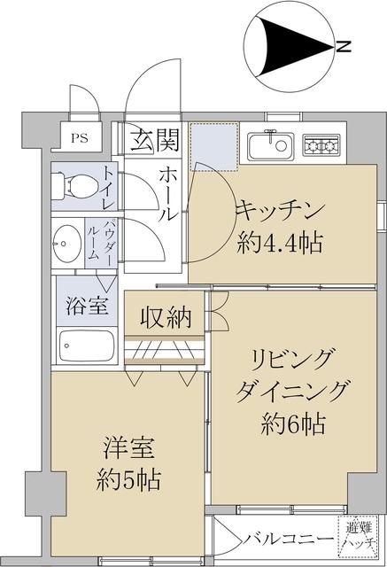 エクセル5(1LDK/4階)の間取り写真