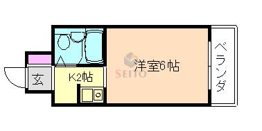 アイシス服部(1K/2階)の間取り写真