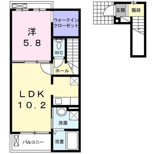 ベル ルミエール(1LDK/2階)の間取り写真