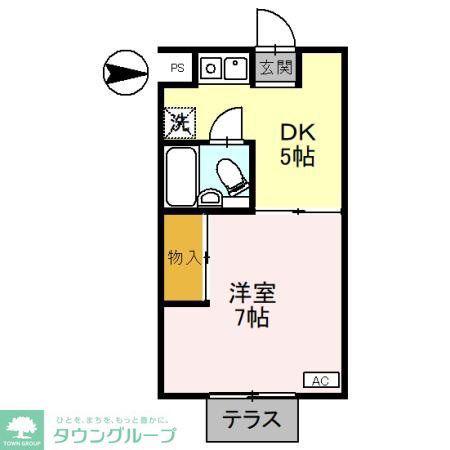 林マンション(1DK/2階)の間取り写真