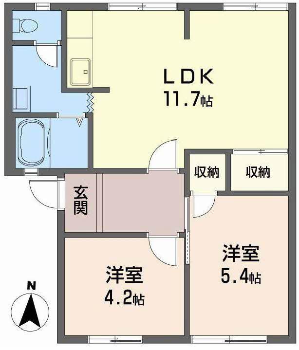 ＪＲ和歌山線 岩出駅 バス乗車時間：9分 最寄りバス停で下車 徒歩4分 2階建 築36年(2LDK/1階)の間取り写真