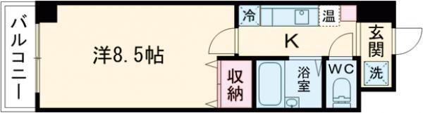 プリオールZEN弐番館(1K/5階)の間取り写真