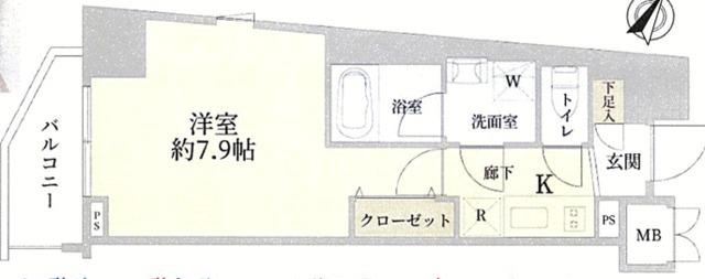 ZOOM南麻布(1K/3階)の間取り写真
