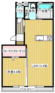 リヴェール(1LDK/2階)の間取り写真