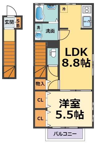 フィエルテ(1LDK/2階)の間取り写真