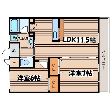 リビングステージ木町通(2LDK/12階)の間取り写真
