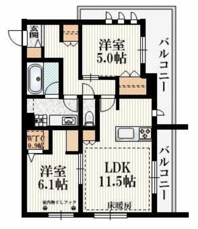 LE RUAHレルーア(2LDK/2階)の間取り写真