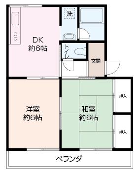 メゾン槙(2DK/1階)の間取り写真