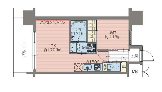 プレジオ難波(1LDK/4階)の間取り写真