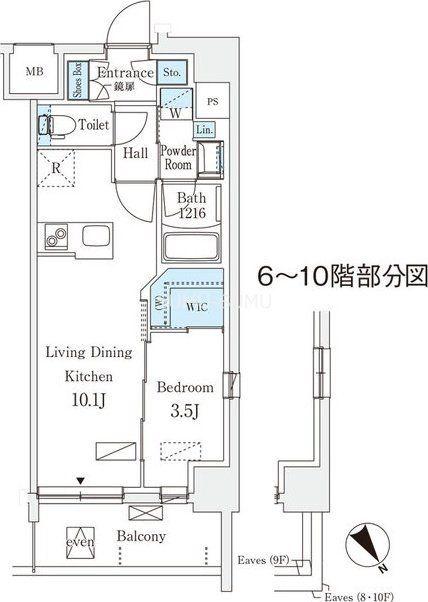 エル・セレーノ横浜(1LDK/4階)の間取り写真