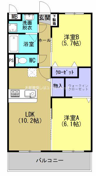 コキンティア(2LDK/1階)の間取り写真