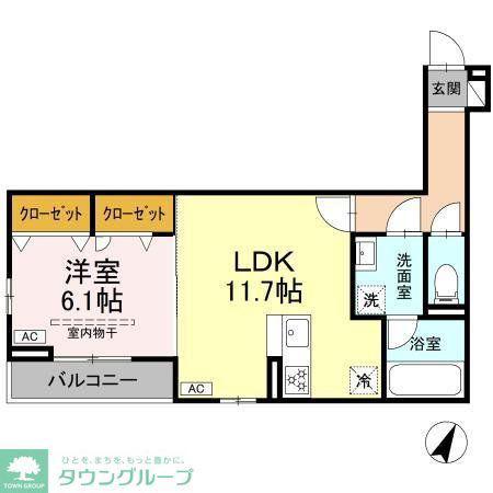 エスペリア新百合ヶ丘(1LDK/1階)の間取り写真
